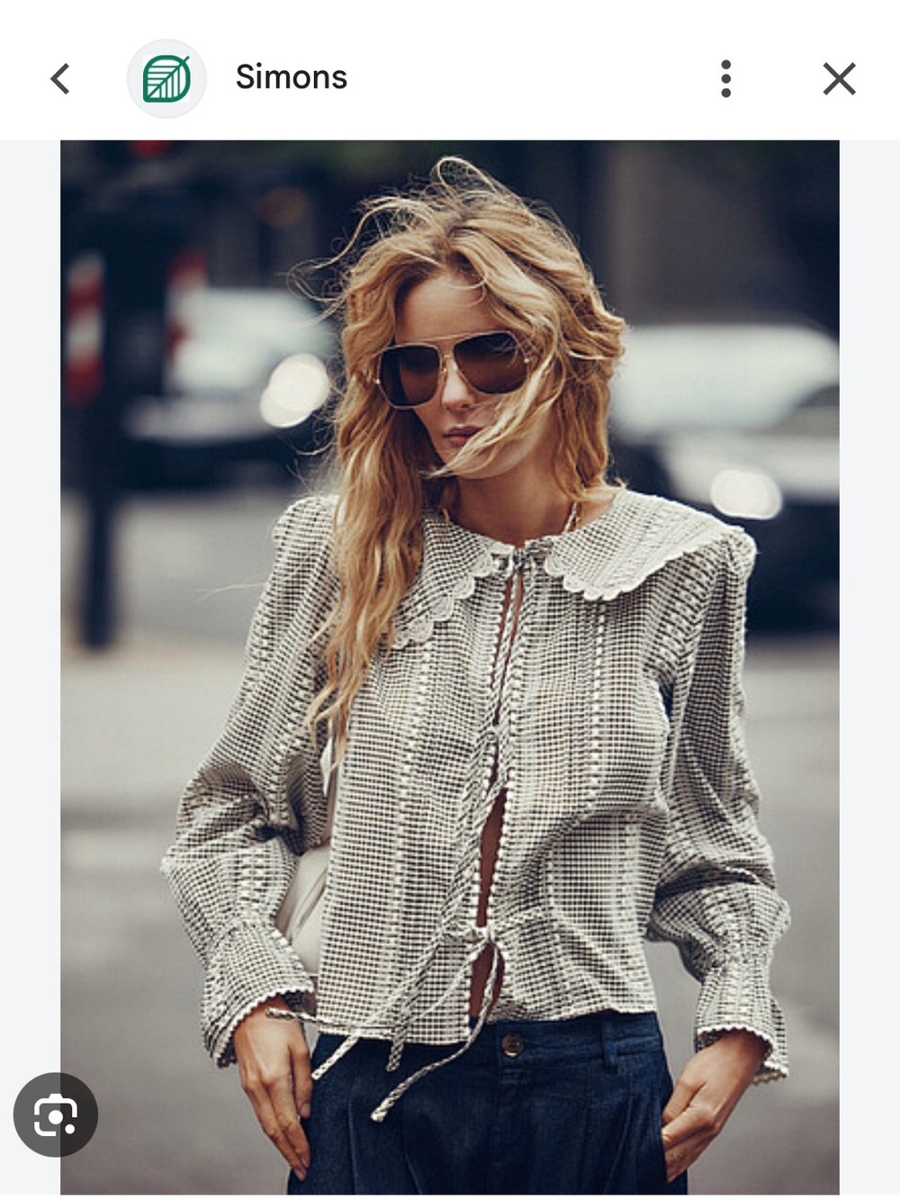 NWT - scalloped collar tie front shirt